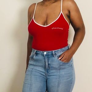 Red and white mermaid tank top